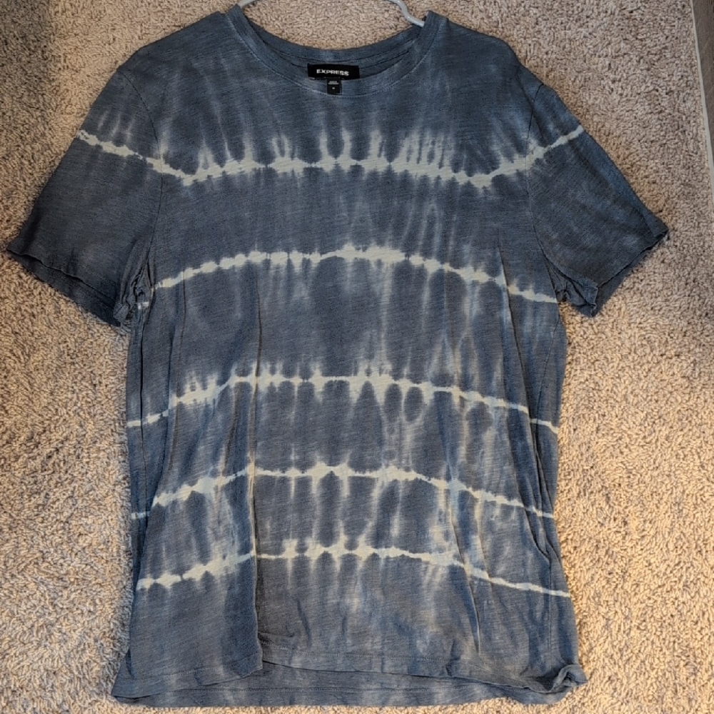 Express Blue and White Tie-Dye Short Sleeve Tee